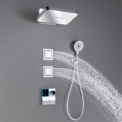 High-quality, innovative shower system with rainfall and handheld options, perfect for luxury bathroom upgrades.