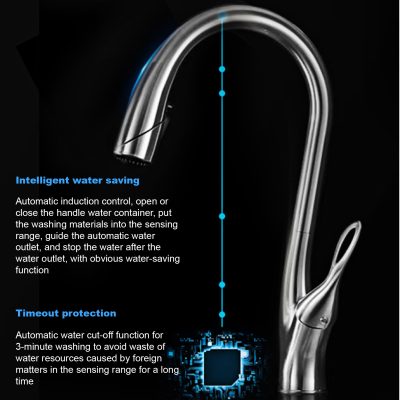 High-quality kitchen faucet featuring intelligent water saving and timeout protection, ideal for efficient and eco-friendly water usage in kitchens.