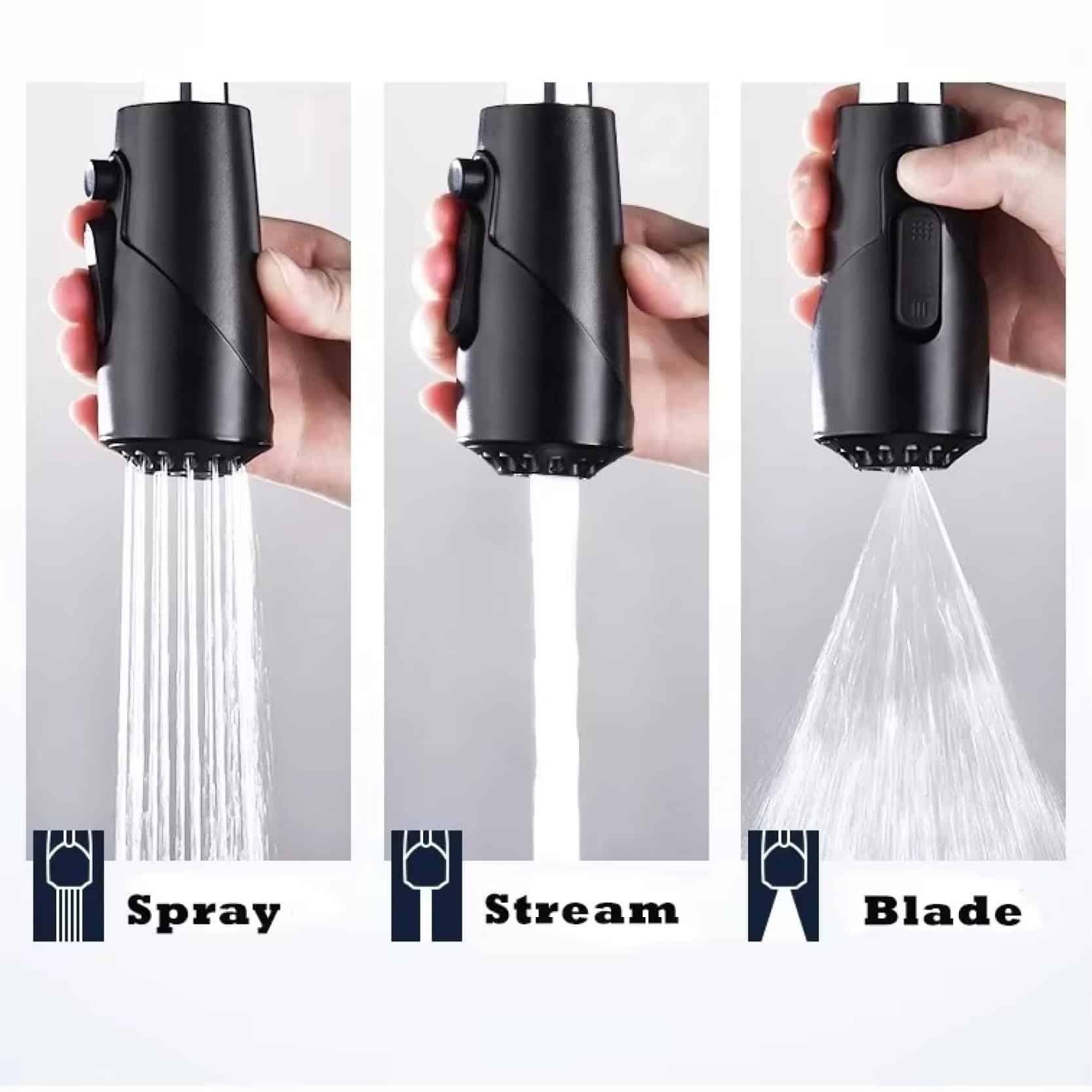 Modern spray dispenser for medication and skincare, featuring adjustable spray, stream, and blade settings. Perfect for precise application of liquids in medical and beauty routines.