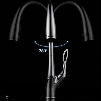 Modern, high-quality bathroom faucet featuring 360-degree swivel for flexible use and precise control. Perfect for stylish contemporary bathroom and kitchen designs.