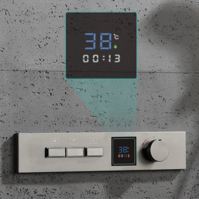 Medical wall-mounted device displaying 38°C temperature with bright digital screen, essential for accurate patient care in medical clinics and hospitals.