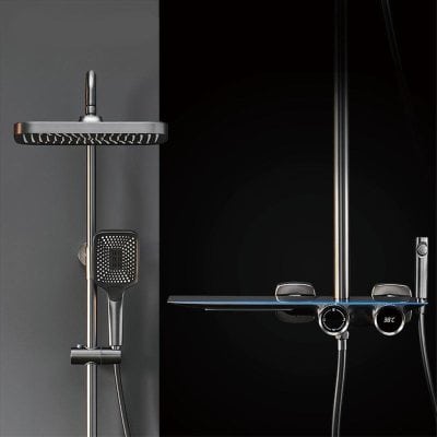Luxury kitchen and bathroom fixtures for a premium shower experience.