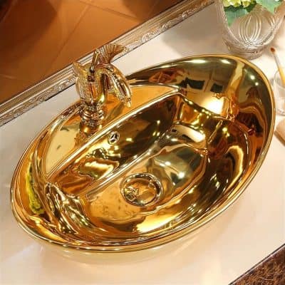 Alternative view of Luxury Gold Ceramic Bathroom Sink