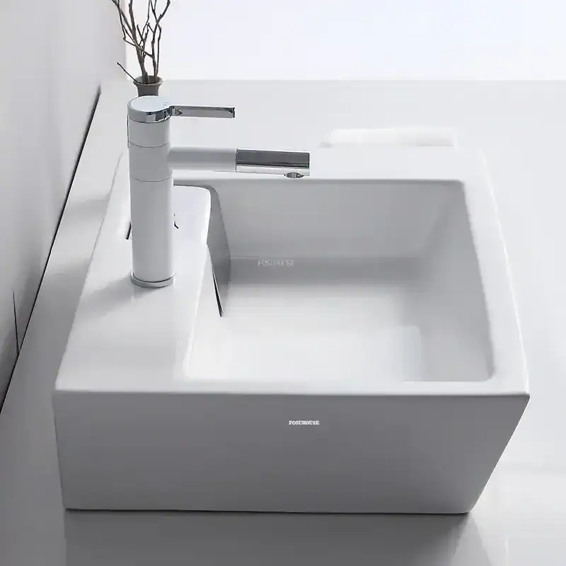 Modern white optical practice sink with sleek chrome faucet for visual clarity. Perfect for eye care clinics and ophthalmology practices.