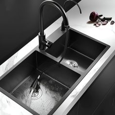 304 Stainless Steel Nano Black Kitchen Sink with Faucet and Drain Accessories