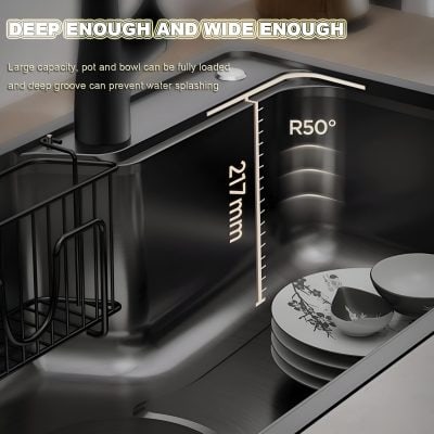 Versatile kitchen sink ideal for washing dishes and large cookware, featuring 21-inch width and durable stainless steel construction.