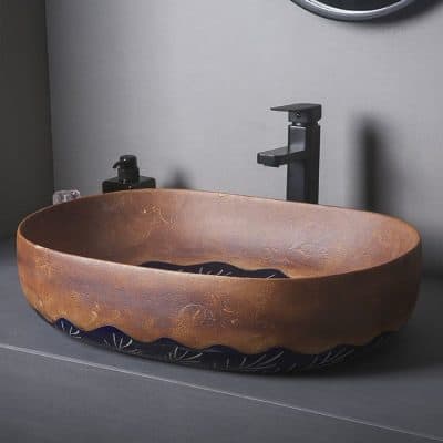 Modern handcrafted ceramic vessel sink for bathroom renovation, combining artistic design and functional elegance. Perfect for enhancing your bathroom decor.