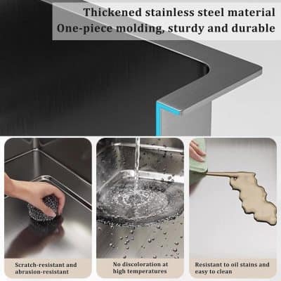 Durable stainless steel mold for kitchen use, featuring one-piece construction, scratch and oil stain resistance, and easy cleaning. Perfect for cooking and food preparation.