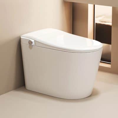 High-tech white smart toilet with advanced features, sleek design, and water-saving technology, ideal for contemporary bathrooms and home upgrades.
