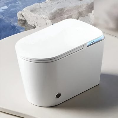 High-tech smart toilet with bidet features for enhanced hygiene and comfort. Modern, sleek design perfect for luxury bathrooms and eye care clinics seeking innovative sanitation solutions.