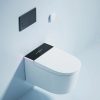 Modern smart toilet with integrated bidet and touch controls, designed for enhanced hygiene and comfort in luxury bathrooms. Sleek white finish and advanced features for a premium user experience.