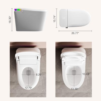 High-tech smart toilet with modern features, sleek white finish, and customizable functions for enhanced comfort and hygiene.