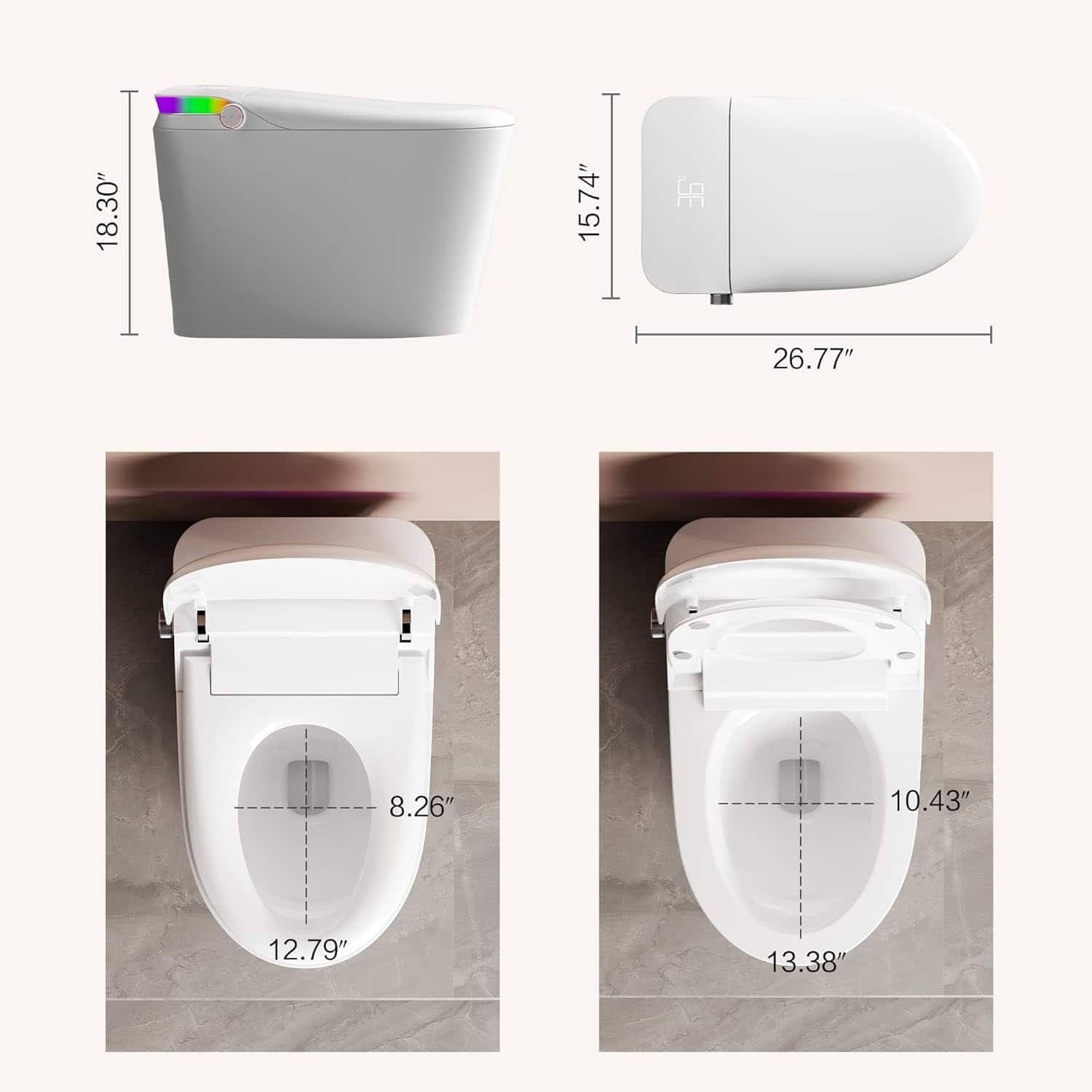 High-tech smart toilet with modern features, sleek white finish, and customizable functions for enhanced comfort and hygiene.