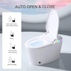 High-tech smart toilet with automatic lid, sensor-based function, and eco-friendly features. Ideal for hygienic and hands-free use, perfect for modern bathrooms and healthcare settings.