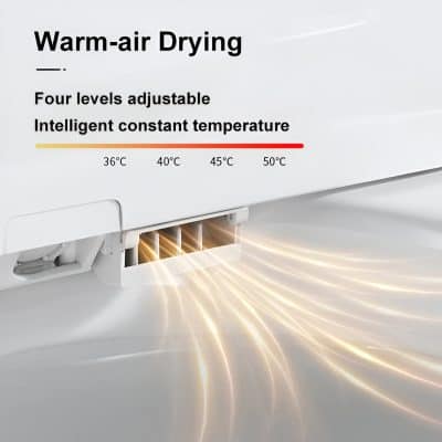 High-quality warm-air dryer ideal for optical stores, featuring four adjustable temperature settings and smart constant temperature control for safe and effective drying.