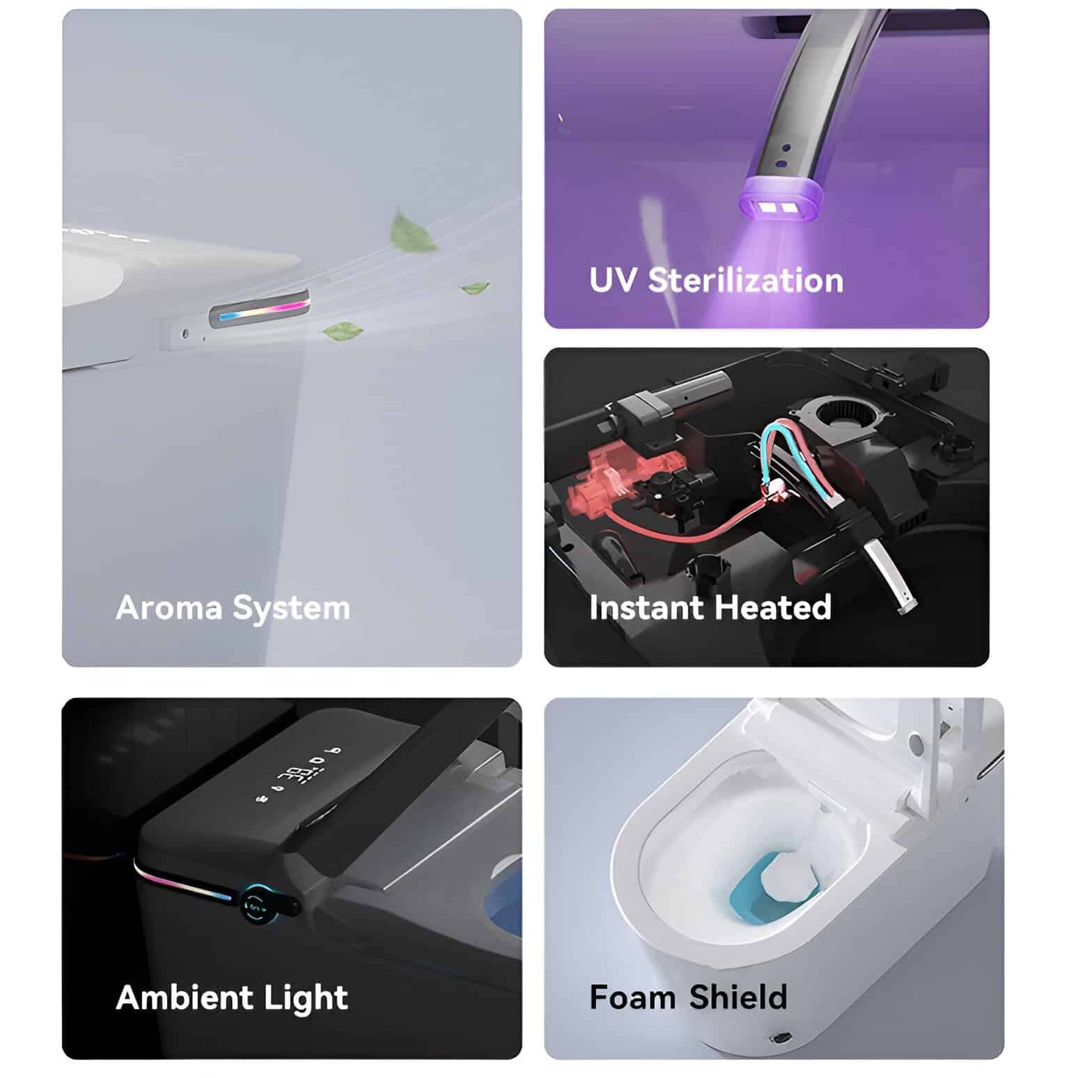 Smart Automatic Flush Porcelain Bidet Toilet Bowl with Heated Seat - Image 4