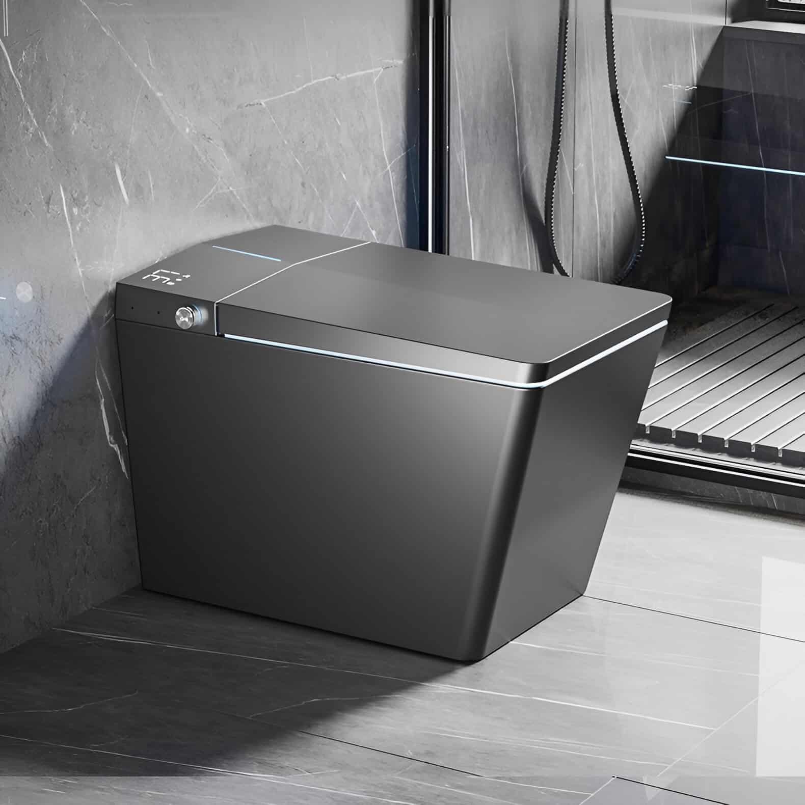 Modern Intelligent Square Black Smart Toilet with Automatic Bidet and Heated Seat - Image 2