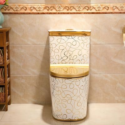 Stylish white and gold tissue box with swirling patterns, perfect for luxury home or office decor, combining functionality and aesthetics.