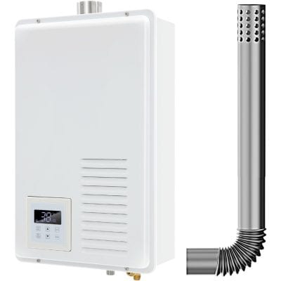 Modern electric water heater with digital temperature control for convenient hot water supply.