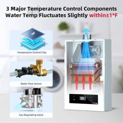 Advanced opt water cooler with temperature control chip, water flow sensor, and gas regulating valve for precise temperature management.