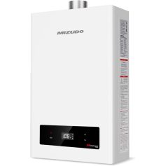 Energy-efficient Mizudo indoor water heater with digital temperature control and modern design. Ideal for home hot water needs, ensuring consistent performance and easy operation.