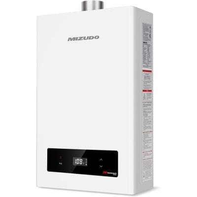 Energy-efficient Mizudo indoor water heater with digital temperature control and modern design. Ideal for home hot water needs, ensuring consistent performance and easy operation.