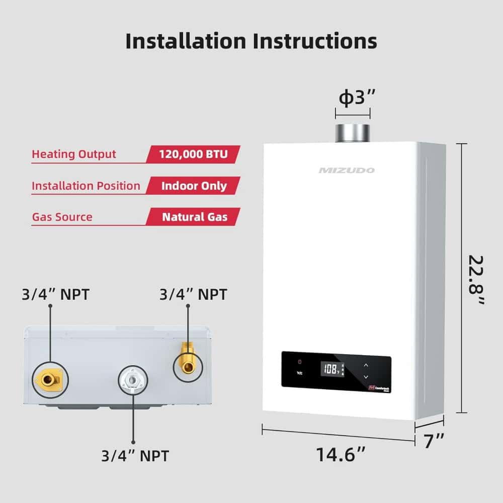 Efficient indoor natural gas boilers for home heating. Compact design with 120,000 BTU output, easy installation, and precise temperature control from MizuDo.