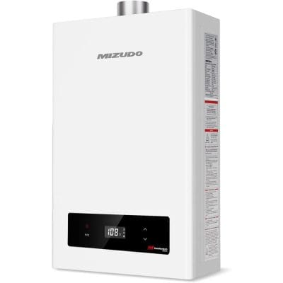 Energy-efficient Mizudo gas boiler for home heating, featuring digital display and reliable performance. Perfect for residential hot water and heating needs.