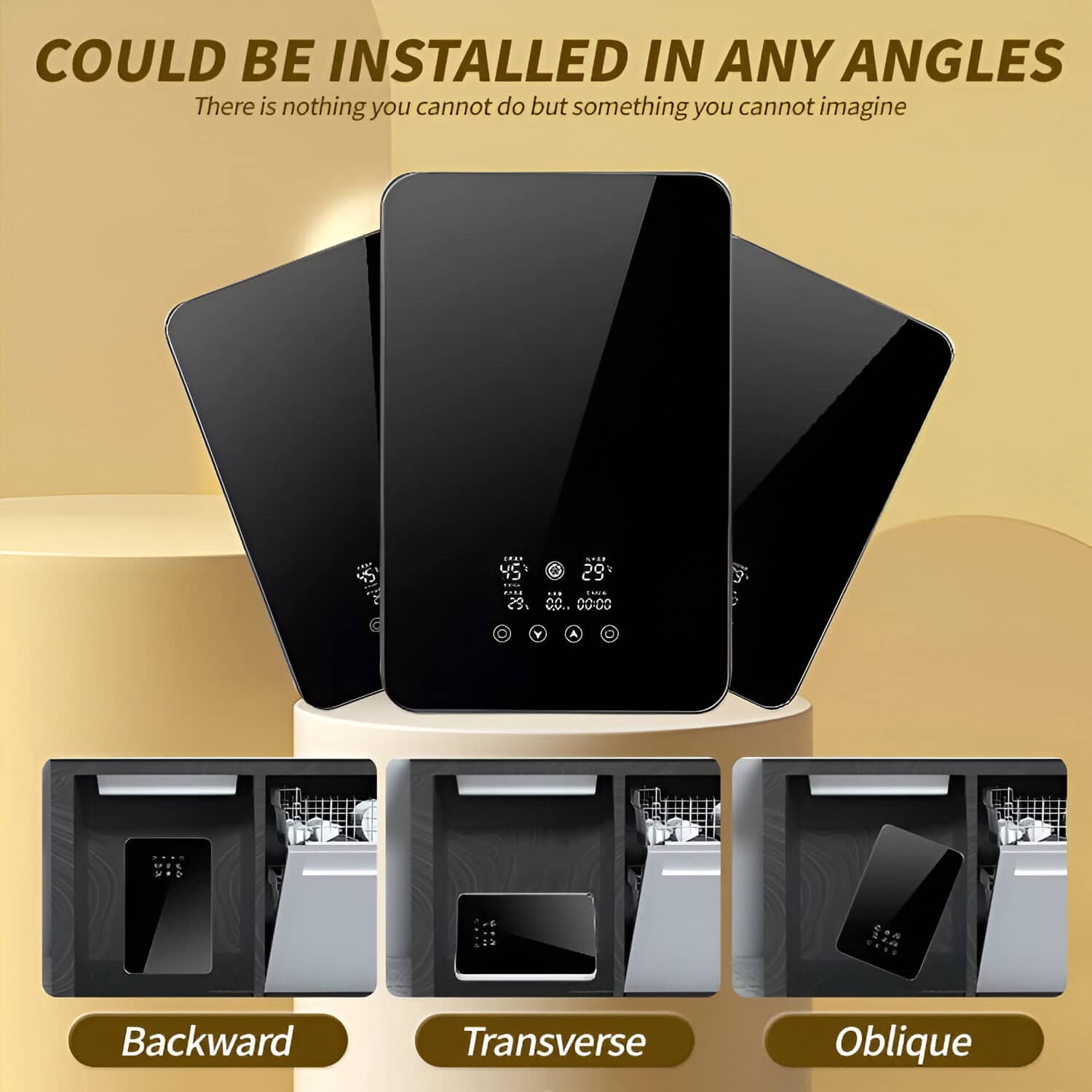 Reflective LED mirror with touch screen, ideal for contemporary bathrooms, providing customizable lighting and temperature settings for a sleek, functional look.