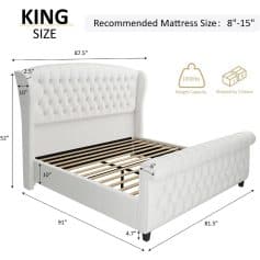 Luxurious upholstered king size bed with tufted headboard, ideal for bedroom decor. Features sturdy construction, comfortable design, and easy assembly for a stylish and functional sleep space.