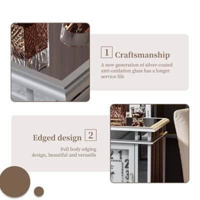 High-quality optical shop display with elegant edging and craftsmanship, showcasing premium optic accessories and stylish furniture for a sophisticated eyewear shopping experience.