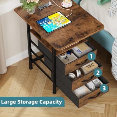 Opt for a sturdy, stylish wood storage table with three spacious drawers to organize your office supplies, gadgets, or personal belongings efficiently. Perfect for modern workplaces or cozy home setups.
