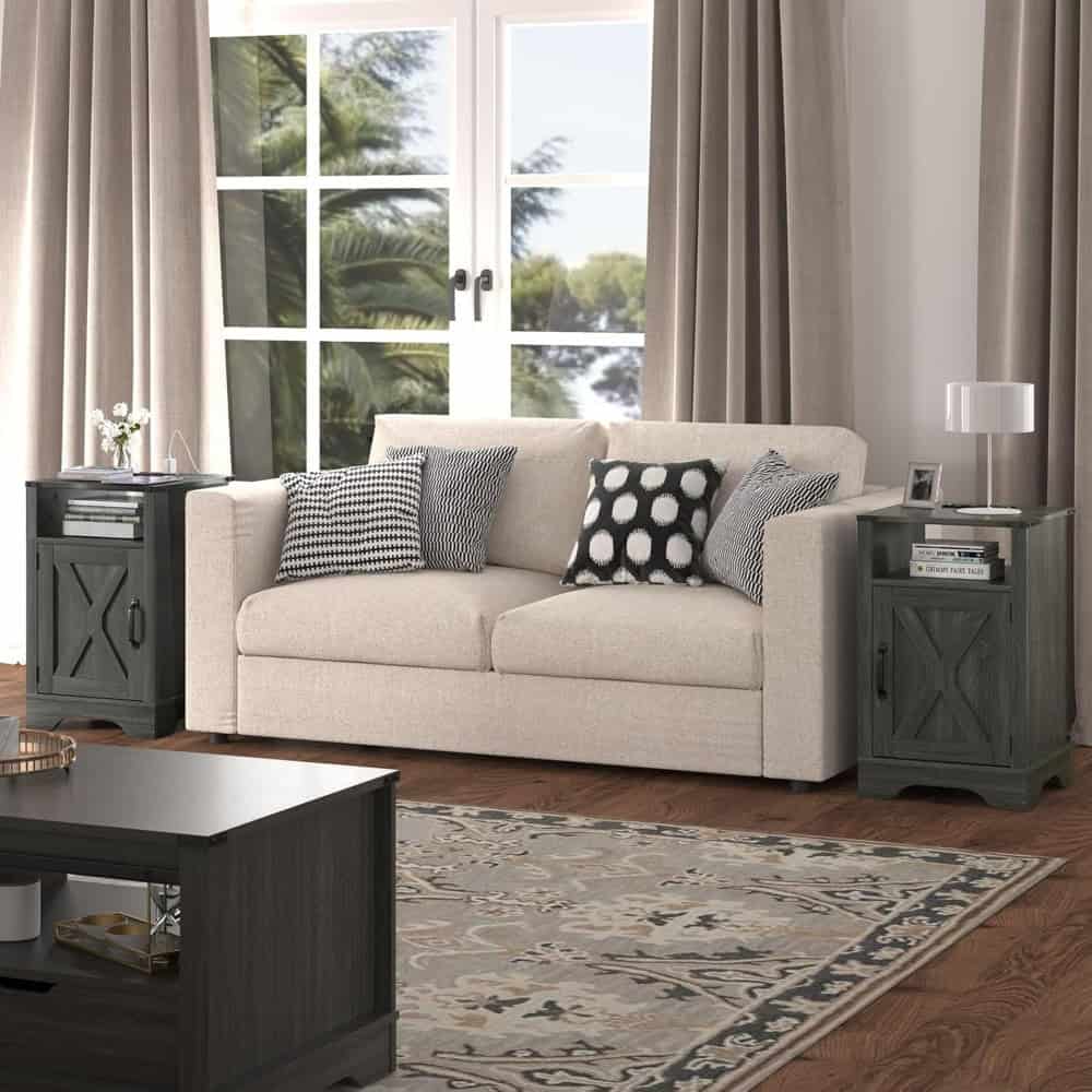 Bright living room sofa with contemporary cushions and natural light, perfect for cozy home decor.