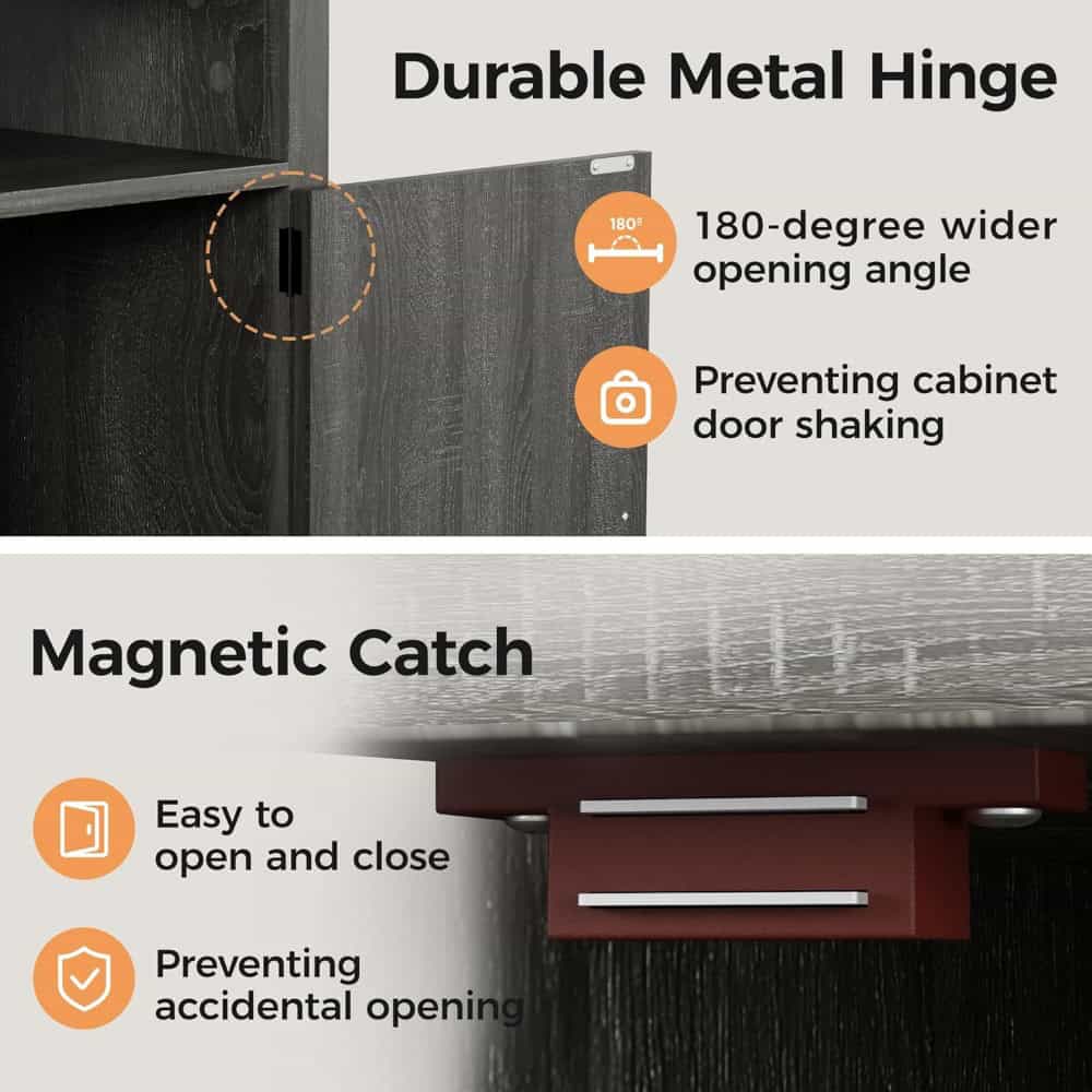 High-quality metal hinge with 180-degree opening angle, ideal for secure cabinet door movement. Designed to prevent cabinet door shaking, enhancing durability and seamless functionality.