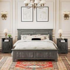 Alternative view of Farmhouse Nightstand Set of 2 with Charging Station