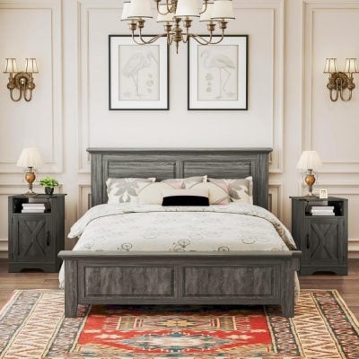 Alternative view of Farmhouse Nightstand Set of 2 with Charging Station