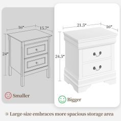 Elegant white bedroom nightstand with spacious drawers and classic design, perfect for home and bedroom decor.
