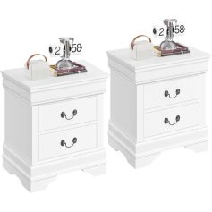 White bedroom nightstands with drawers, modern storage furniture for bedroom organization, stylish and functional bedside tables.