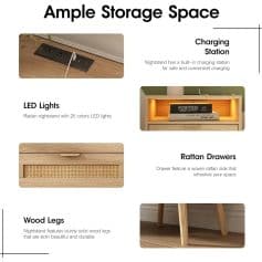 Compact, stylish storage for opticians and eyewear shops, featuring LED lighting, rattan drawers, and sturdy wood legs, ideal for organized and aesthetic displays.