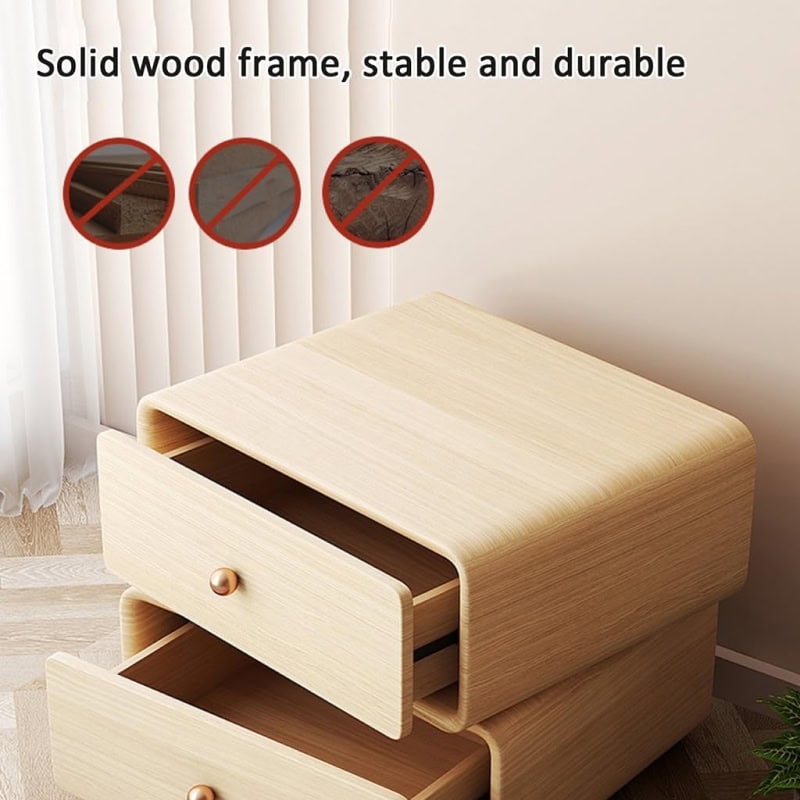 High-quality wooden nightstand for bedroom storage.