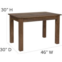 Durable wood dining table ideal for kitchens and dining rooms, measuring 46