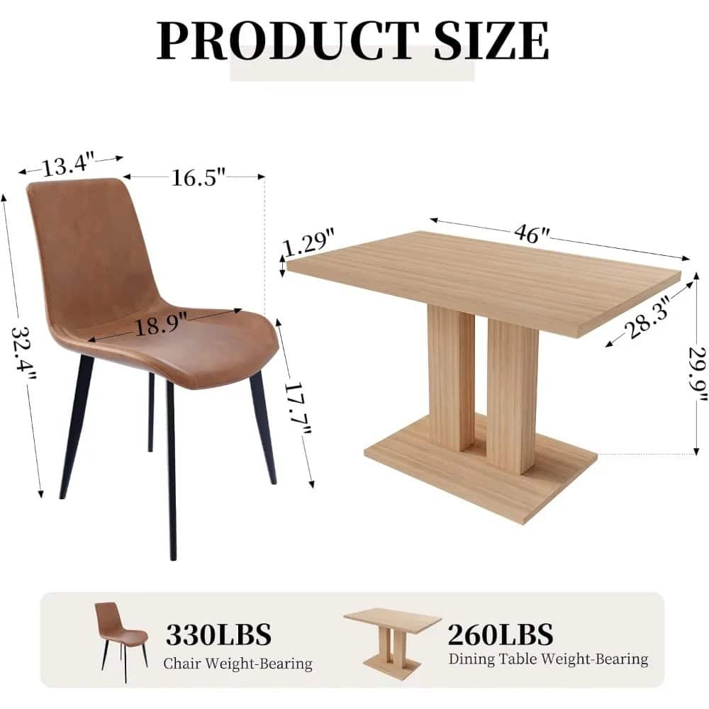 Modern 5-Piece Dining Table Set with PU Leather Chairs - Image 6