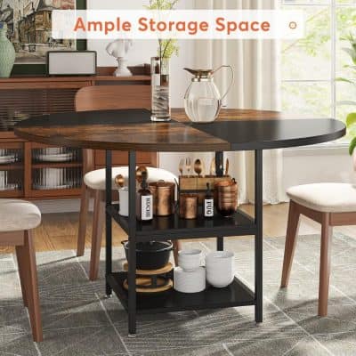 Modern dining room featuring a versatile storage cart with kitchen essentials and a sleek wooden table, perfect for contemporary interior design styles.