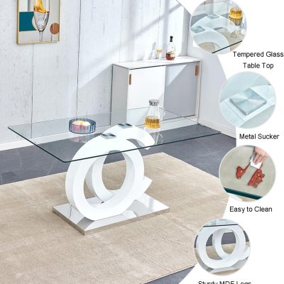Elegant tempered glass table with sleek MDF legs for stylish home or office decor.