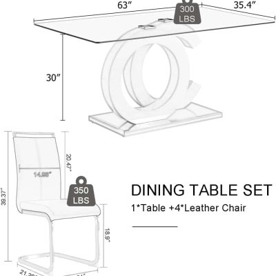 Elegant dining table with leather chairs, perfect for modern homes, offering durability and style for family meals and gatherings.