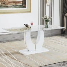 Luxury marble top coffee table with modern white design, suitable for stylish homes and sophisticated interiors.