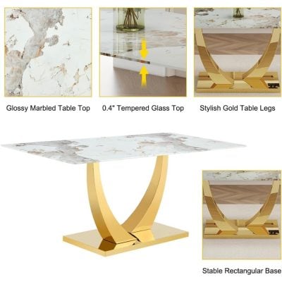 High-quality glossy marble top with stylish gold table legs, perfect for luxury interior décor and furniture shopping.