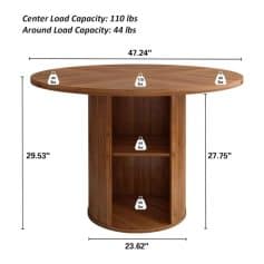 Durable wooden retail display table for ophthalmic accessories, with ample storage and high load capacity, ideal for optometry clinics and eyewear stores.