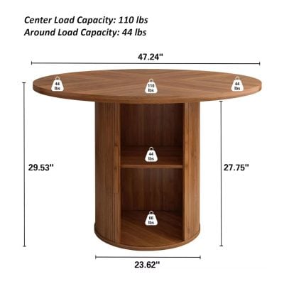 Durable wooden retail display table for ophthalmic accessories, with ample storage and high load capacity, ideal for optometry clinics and eyewear stores.