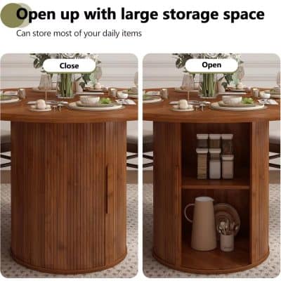 Stylish wooden storage cabinet with open and closed options, ideal for kitchen or dining room storage, offering a large space for daily items and enhancing room decor.